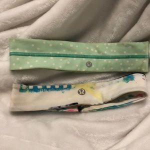 LULULEMON TIE DYE HEADBAND/GREEN POLKA DOT RARE